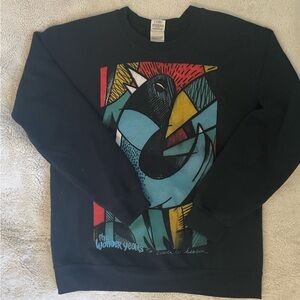Black Graphic Crewneck Sweater